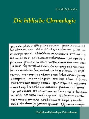 cover image of Die biblische Chronologie